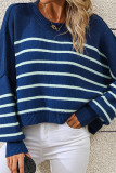 Stripes Splicing Knitting Pullover Sweater