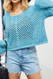 Plain Hollow Out Knit Crop Top