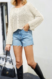 Plain Hollow Out Knit Crop Top