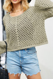 Plain Hollow Out Knit Crop Top