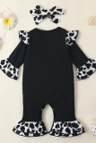 Black Cow Print Baby One Piece Romper