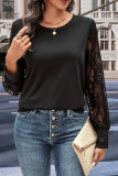 Black Lace Sleeves Pullover Sweatshirt