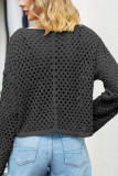 Plain Hollow Out Knit Crop Top