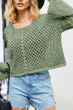 Plain Hollow Out Knit Crop Top