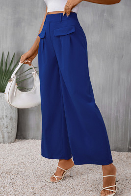 Blue High Waist Wide Leg Pants