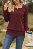 Plain Texture Square Neck Long Sleeves Top