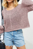 Plain Hollow Out Knit Crop Top