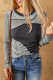 Gray Exposed Seam Color Block Ribbed Knit Top