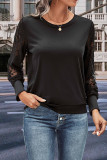Black Lace Sleeves Pullover Sweatshirt