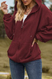 Plain Jacquard Open Zipper Slope Shoulder Hooded Jacket