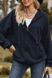Plain Jacquard Open Zipper Slope Shoulder Hooded Jacket