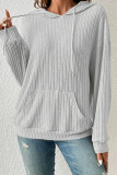 Plain Texture Stripe Kangroo Pocket Hoodies