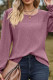 Plain Jaquard Splicing Waffle Knit Long Sleeves Top