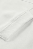 White Oversized Quarter-Zip Pullover Sweatshirt