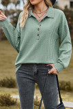 Plain Jacquard Button Pullover Sweatshirt