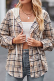 Khaki Plaid Open Button Hooded Shirt