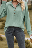 Plain Jacquard Button Pullover Sweatshirt