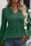 Puff Sleeves U Neck Plain Ruffle Top