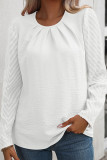 Plain Crew Neck Smocked Top