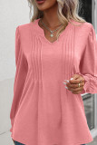 Puff Sleeves U Neck Plain Ruffle Top