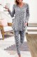 Leopard Animal Print V Neck Pullover and Pants Lounge Set