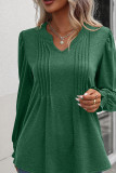 Puff Sleeves U Neck Plain Ruffle Top
