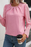 Plain Crew Neck Smocked Top