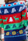 Blue Christmas Tree Snowflake Pullover Sweater