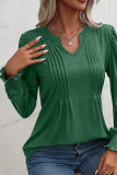 Puff Sleeves U Neck Plain Ruffle Top
