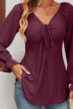 V Neck Lace Slim Plain Top