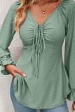 V Neck Lace Slim Plain Top