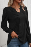 Puff Sleeves U Neck Plain Ruffle Top