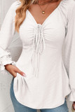 V Neck Lace Slim Plain Top