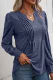 Puff Sleeves U Neck Plain Ruffle Top