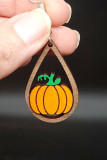 Pumpkin Wooded Halloween Earrings