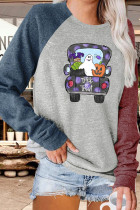Trick Or Treat Color Block Sleeves Plus Size Top