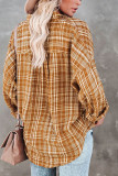 Plaid Open Button Long Sleeves Blouse
