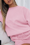 Plain Long Sleeves Sweatshirt and Short 2pcs Set