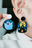 Round Halloween Print Earrings MOQ 5pcs