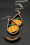Pumpkin Wooded Halloween Earrings