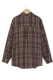 Plaid Open Button Long Sleeves Blouse