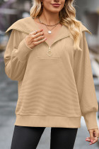 Half Zipper Collar Ribbed Knitting Sweatshirt