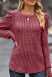 Plain Ribbed Knitting Long Sleeve Top
