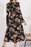 Smocked Long Sleeves Floral Maxi Dress
