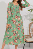 Smocked Long Sleeves Floral Maxi Dress