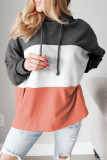 Multicolor Color Block Pocketed Side Slit Hoodie