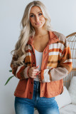 Brown Quilted Patch Pockets Aztec Furry Jacket