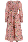 Smocked Long Sleeves Floral Maxi Dress