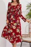 Smocked Long Sleeves Floral Maxi Dress