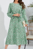 Ruffle Flower Smocked Long Dress
